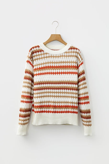 Jimena Patterned Drop Shoulder Sweater - Hello Beautiful BoutiqueSweatersThreaded Pear