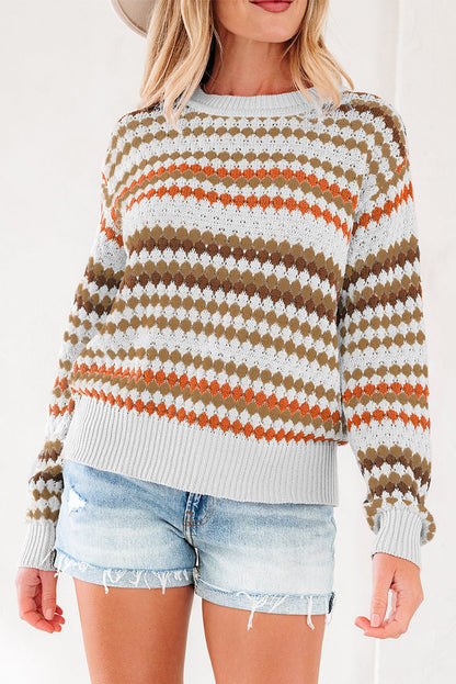 Jimena Patterned Drop Shoulder Sweater - Hello Beautiful BoutiqueSweatersThreaded Pear