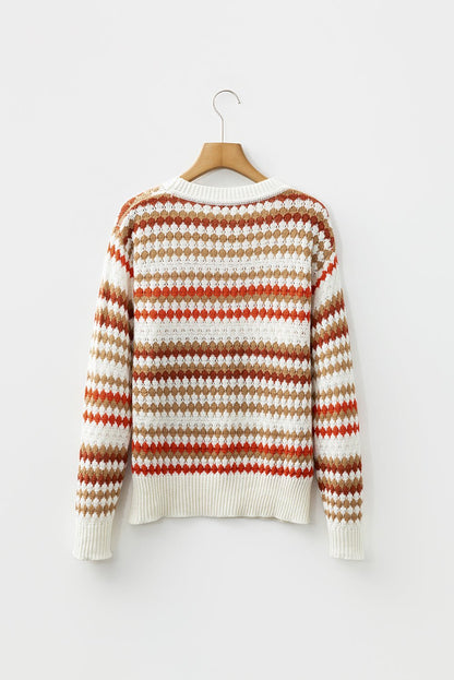 Jimena Patterned Drop Shoulder Sweater - Hello Beautiful BoutiqueSweatersThreaded Pear