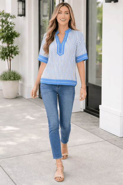 Joanna Detail Short Sleeve Blouse - Hello Beautiful BoutiqueBlouses & ShirtsThreaded Pear