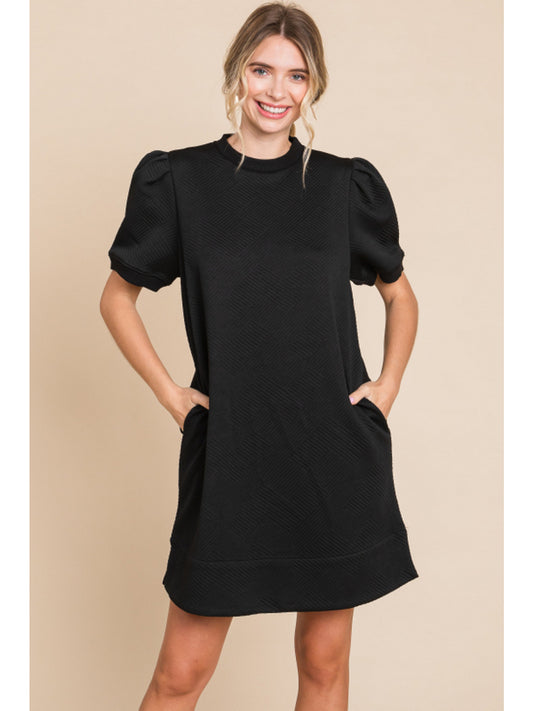 Textured Dress w/ U Neck G11499