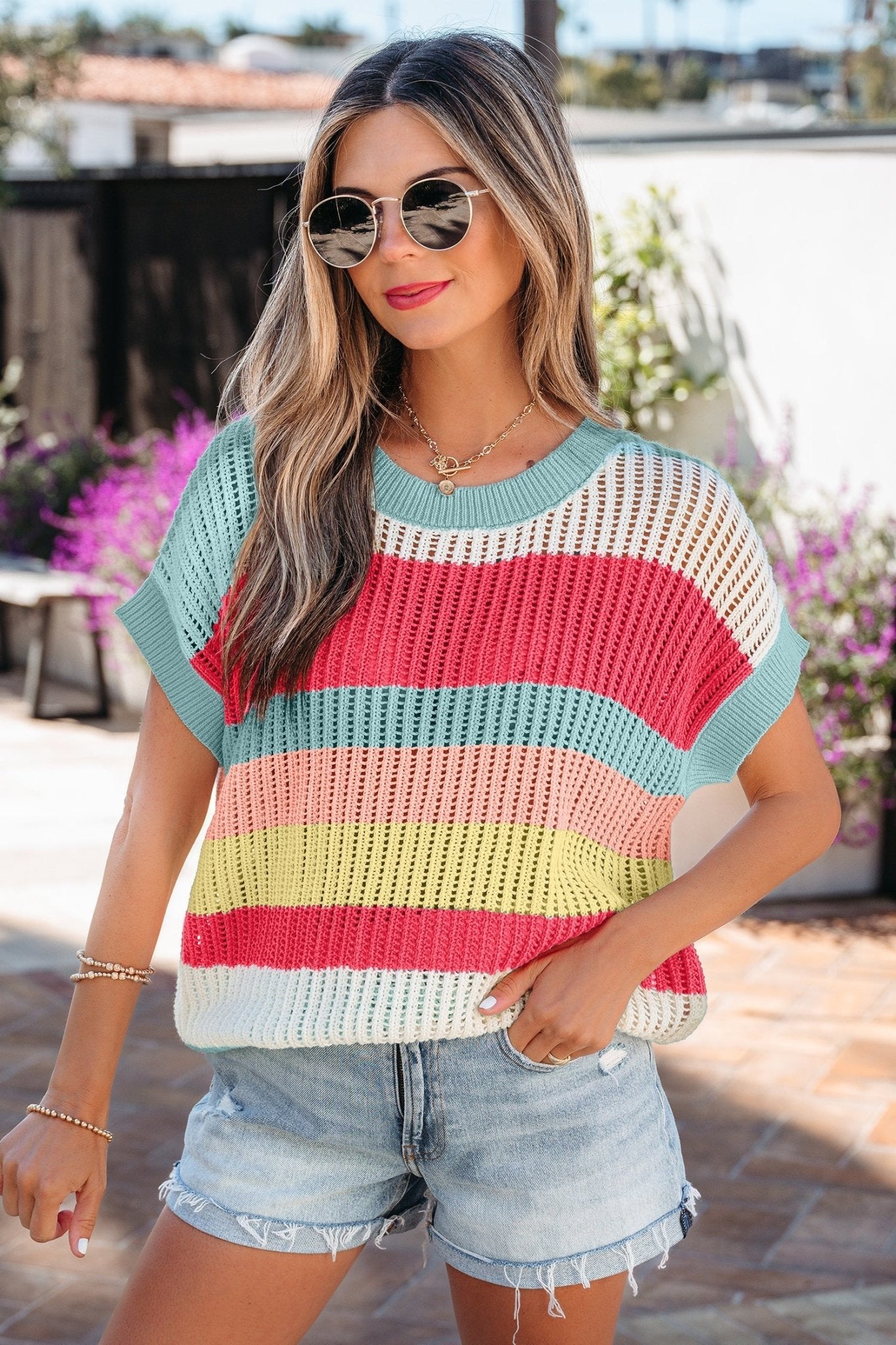 Joelle Knit Short Sleeve Sweater - Hello Beautiful BoutiqueShort Sleeve SweatersThreaded Pear