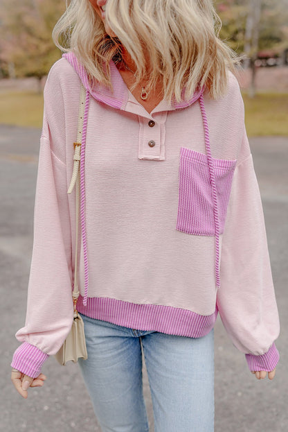 Johanna Patch Drawstring Hooded Top - Hello Beautiful BoutiqueLong Sleeve TopsThreaded Pear