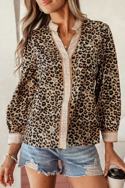 Jordyn Contrast Striped Trim Shirt - Hello Beautiful BoutiqueBlouses & ShirtsThreaded Pear
