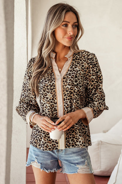 Jordyn Contrast Striped Trim Shirt - Hello Beautiful BoutiqueBlouses & ShirtsThreaded Pear