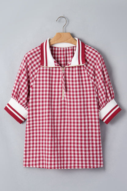 Journi Patchwork Half Zip Blouse - Hello Beautiful BoutiqueBlouses & ShirtsThreaded Pear