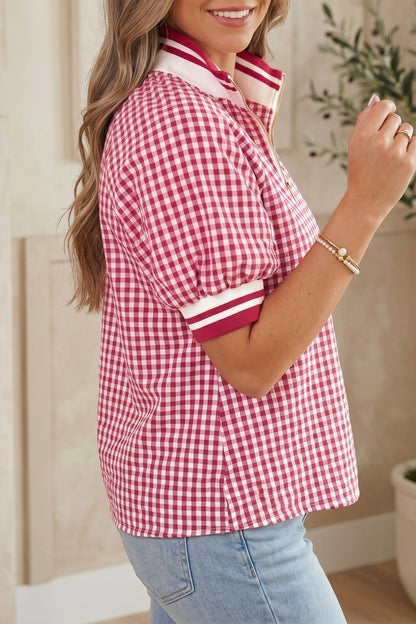 Journi Patchwork Half Zip Blouse - Hello Beautiful BoutiqueBlouses & ShirtsThreaded Pear