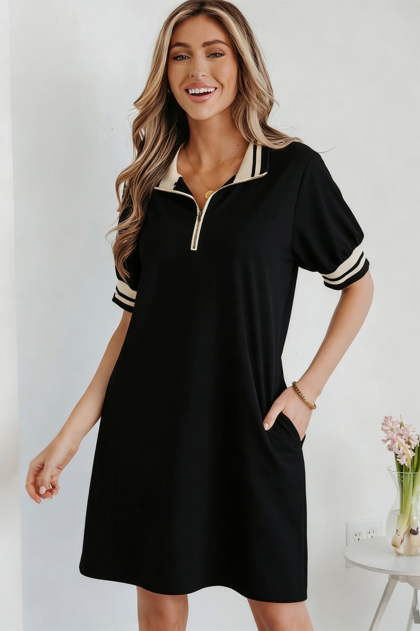 Jovie Trim Preppy Polo Tee - Hello Beautiful BoutiqueT Shirt DressesThreaded Pear