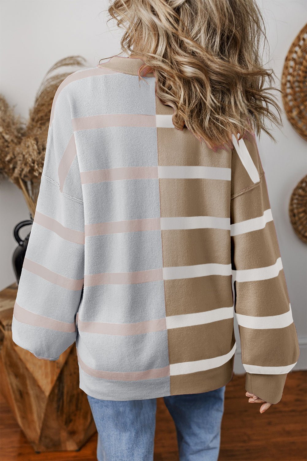 Jream Stripe Colorblock Oversized Sweater - Hello Beautiful BoutiqueSweatersThreaded Pear