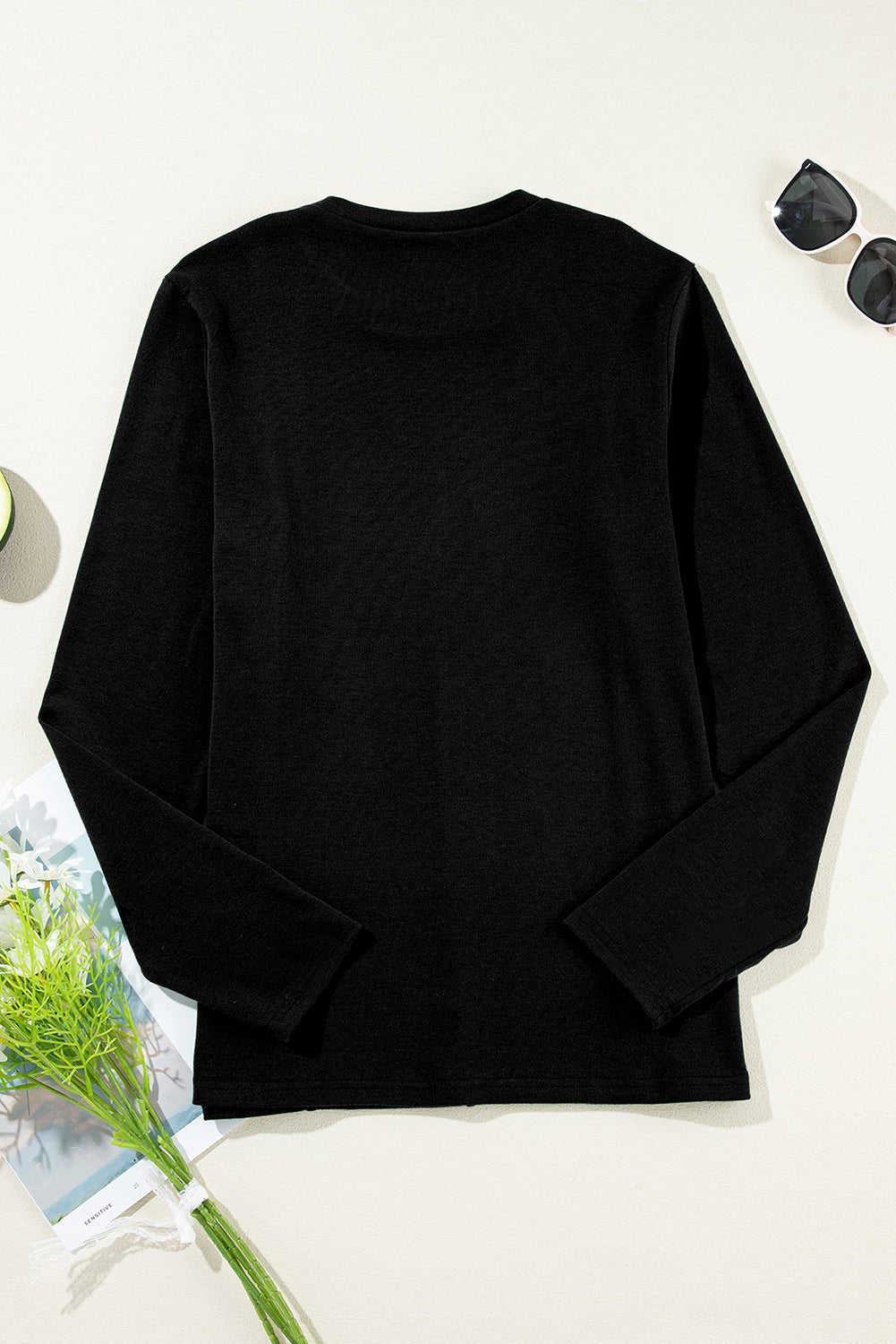 Judith Solid Exposed Seam Long Sleeve Top - Hello Beautiful BoutiqueLong Sleeve TopsThreaded Pear