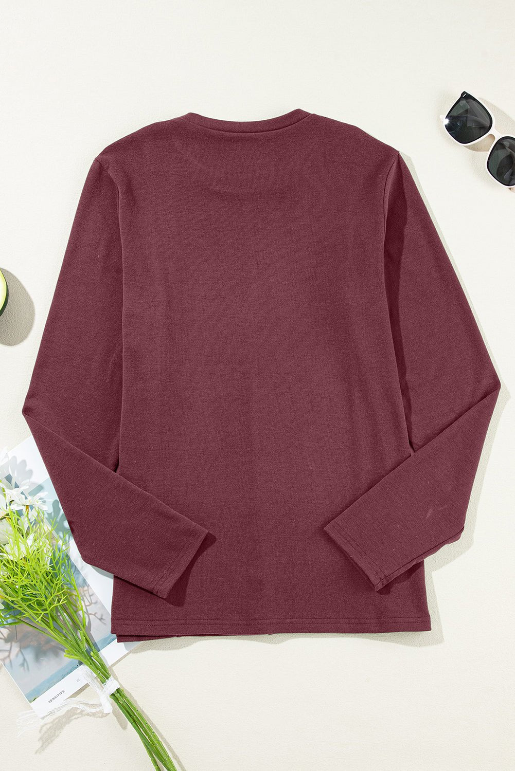 Judith Solid Exposed Seam Long Sleeve Top - Hello Beautiful BoutiqueLong Sleeve TopsThreaded Pear