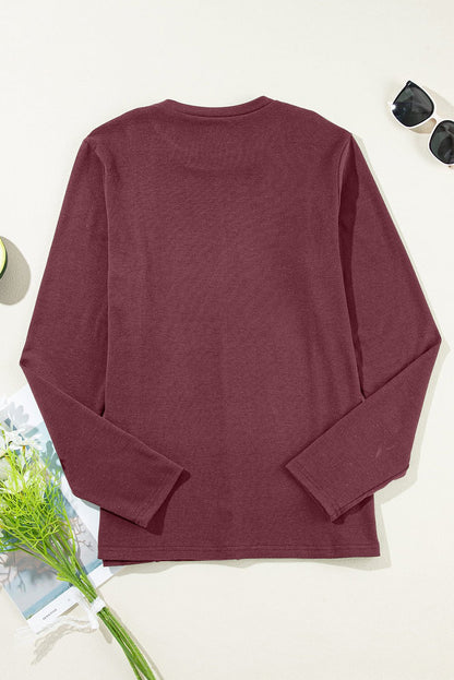 Judith Solid Exposed Seam Long Sleeve Top - Hello Beautiful BoutiqueLong Sleeve TopsThreaded Pear