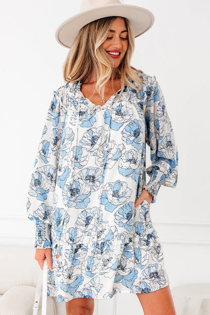 Juliana Sleeve Flowy Mini Dress - Hello Beautiful BoutiqueFloral DressesThreaded Pear
