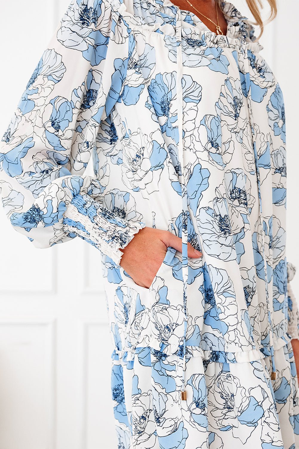 Juliana Sleeve Flowy Mini Dress - Hello Beautiful BoutiqueFloral DressesThreaded Pear