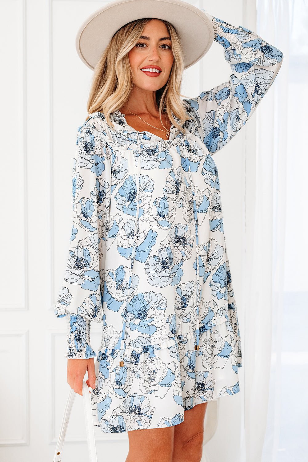 Juliana Sleeve Flowy Mini Dress - Hello Beautiful BoutiqueFloral DressesThreaded Pear