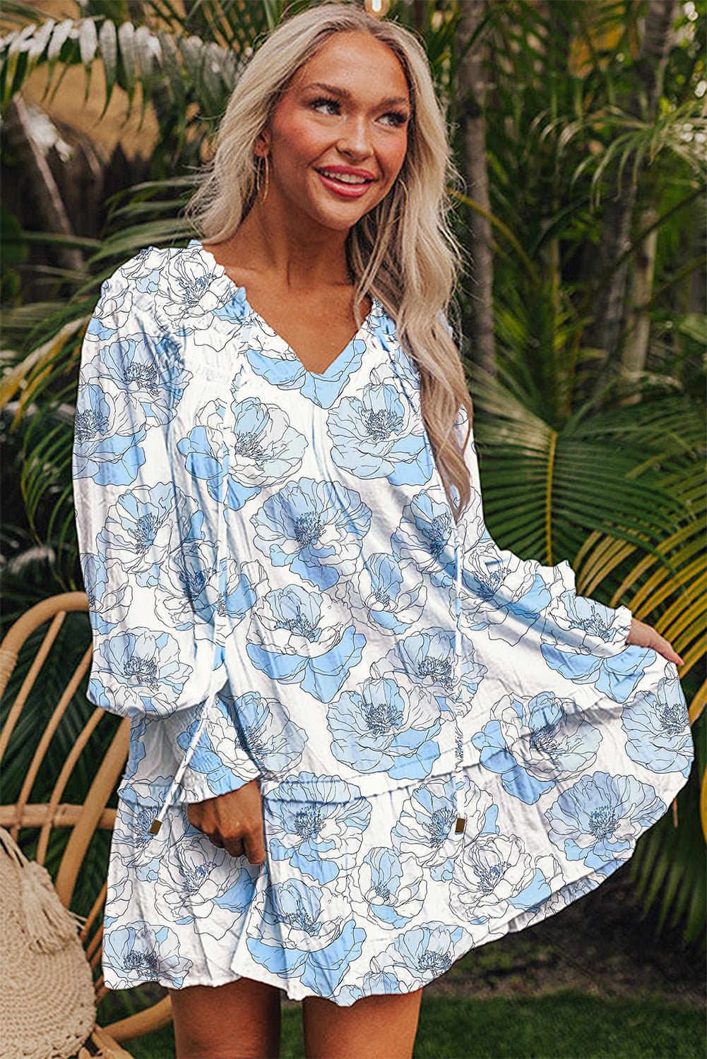Juliana Sleeve Flowy Mini Dress - Hello Beautiful BoutiqueFloral DressesThreaded Pear