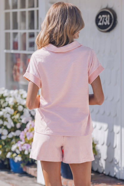 Julianna Dolman Sleeve Polo Shirt Set - Hello Beautiful BoutiqueShort SetsThreaded Pear