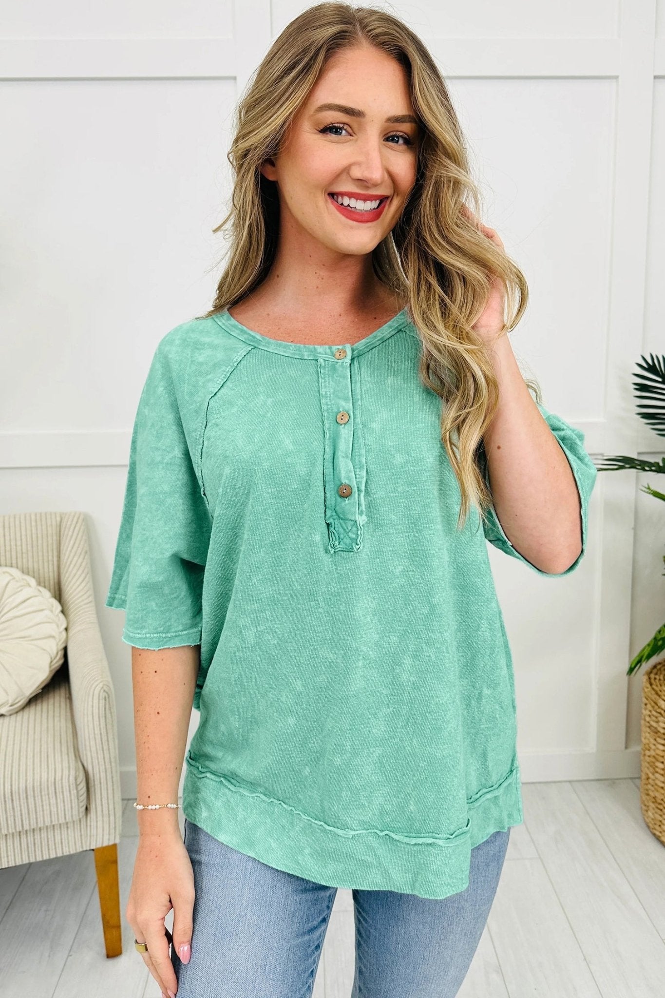 Julie Mineral Wash T Shirt - Hello Beautiful BoutiqueTops & TeesThreaded Pear