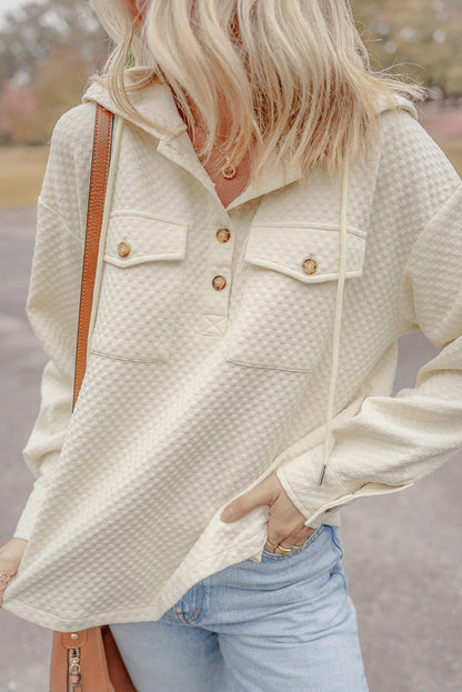 Julie Textured Neckline Side Hoodie - Hello Beautiful BoutiqueSweatshirts & HoodiesThreaded Pear