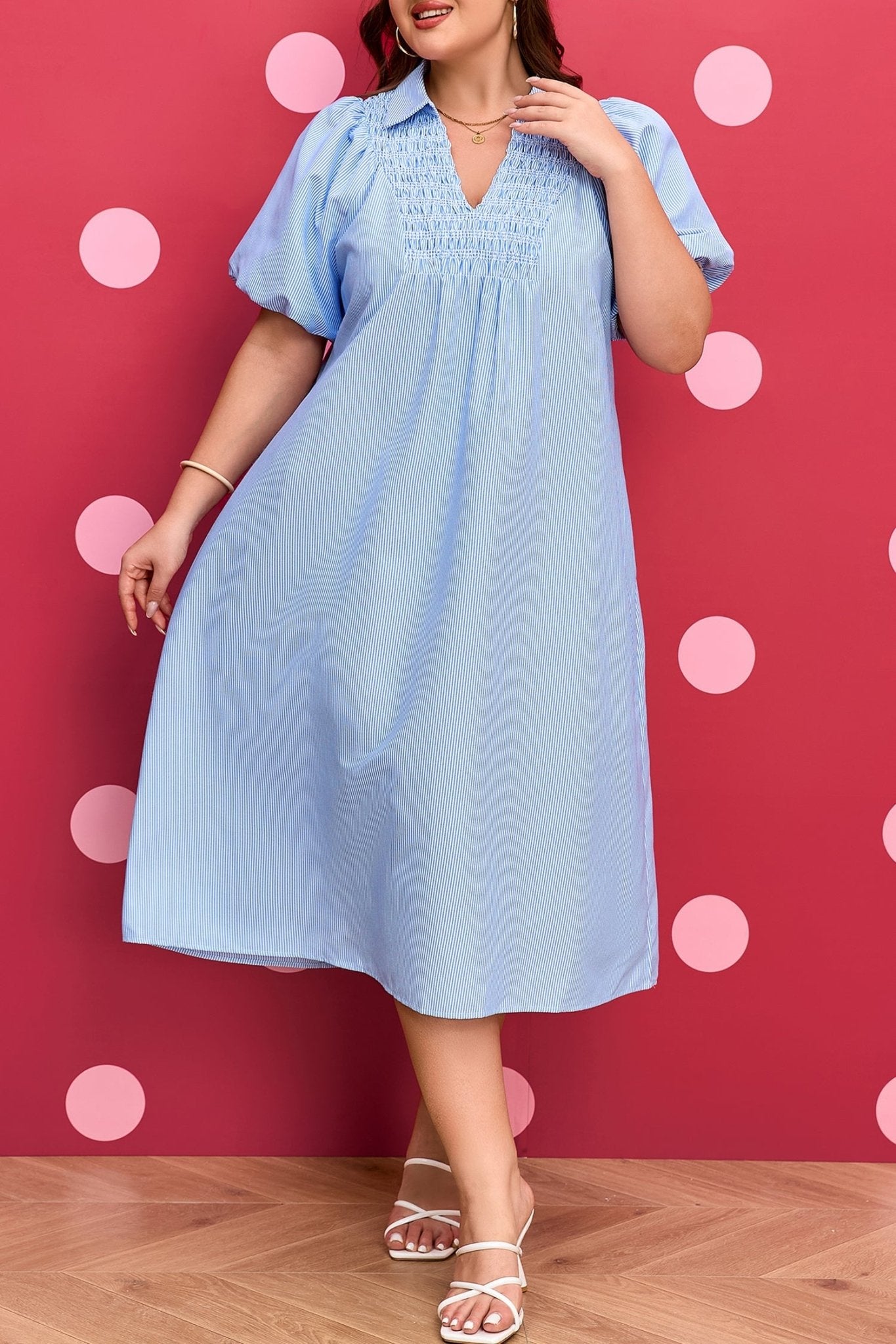 Julieta Detail Collar Midi PLUS Dress - Hello Beautiful BoutiquePlus Size Midi DressesThreaded Pear