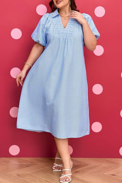 Julieta Detail Collar Midi PLUS Dress - Hello Beautiful BoutiquePlus Size Midi DressesThreaded Pear