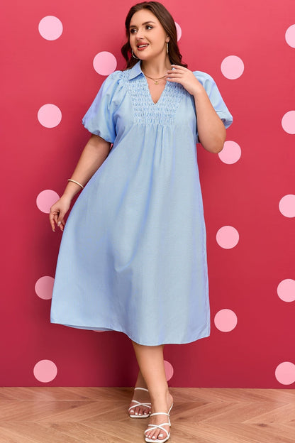 Julieta Detail Collar Midi PLUS Dress - Hello Beautiful BoutiquePlus Size Midi DressesThreaded Pear