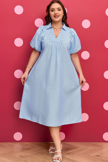 Julieta Detail Collar Midi PLUS Dress - Hello Beautiful BoutiquePlus Size Midi DressesThreaded Pear