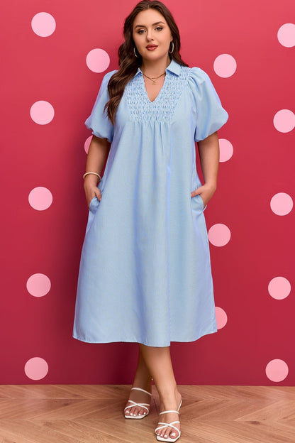 Julieta Detail Collar Midi PLUS Dress - Hello Beautiful BoutiquePlus Size Midi DressesThreaded Pear