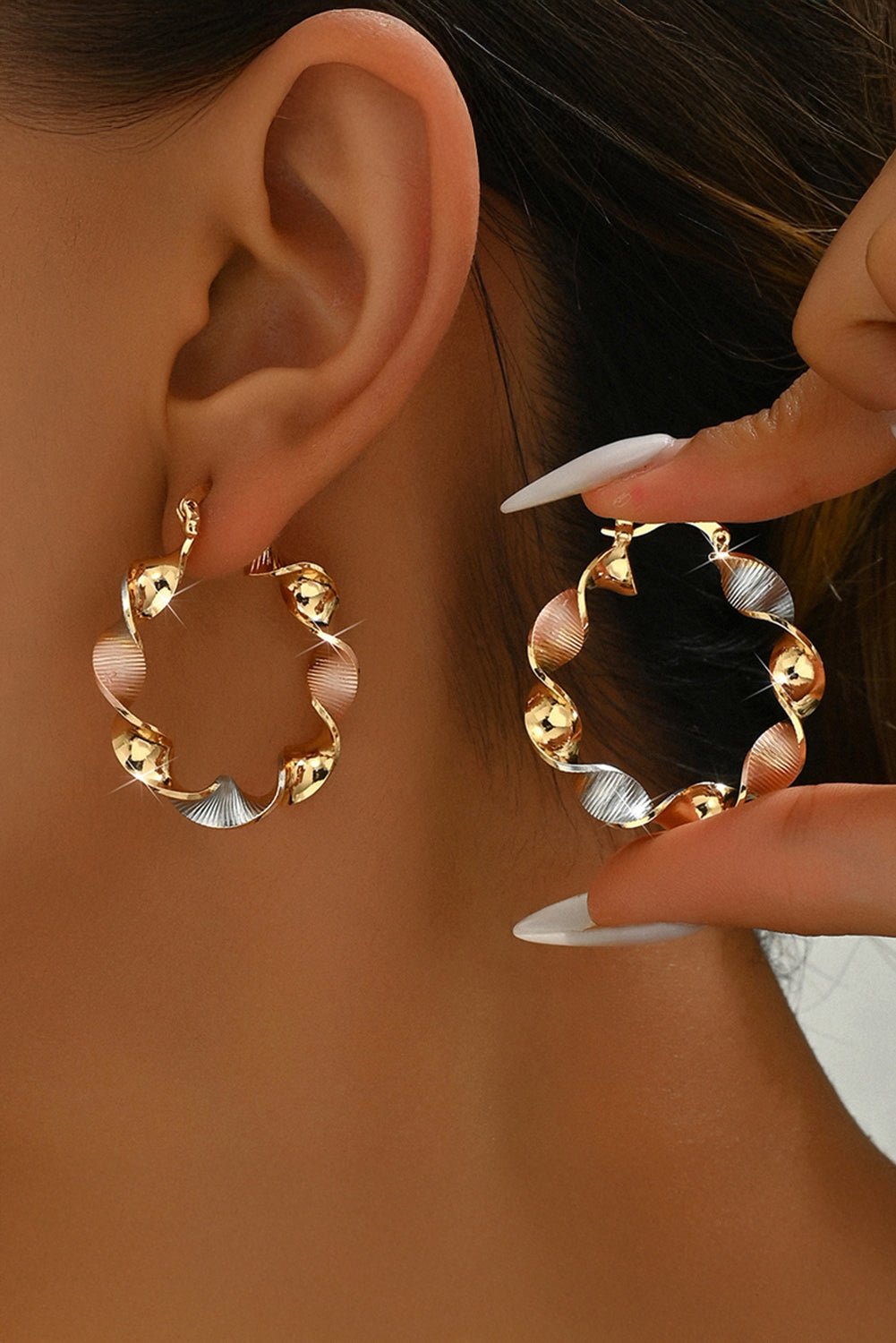Julieta Plated alloy Hoop Earrings - Hello Beautiful BoutiqueJewelryThreaded Pear