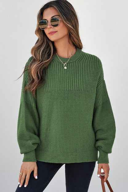 Julietta Mixed Textured Knitted Sweater - Hello Beautiful BoutiqueSweatersThreaded Pear