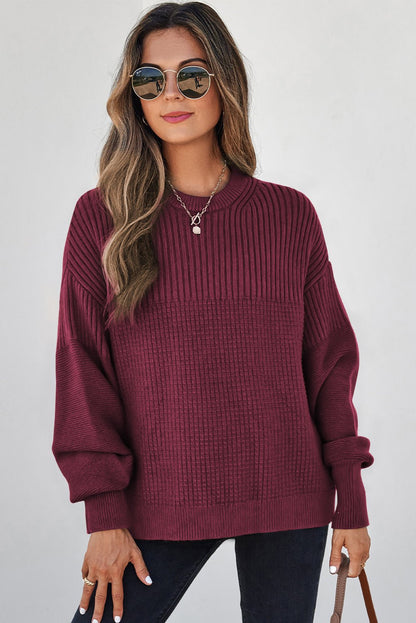 Julietta Mixed Textured Knitted Sweater - Hello Beautiful BoutiqueSweatersThreaded Pear