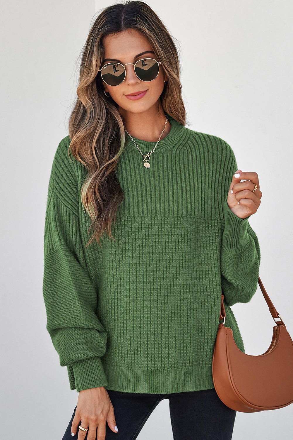 Julietta Mixed Textured Knitted Sweater - Hello Beautiful BoutiqueSweatersThreaded Pear