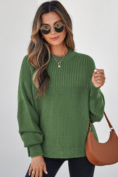 Julietta Mixed Textured Knitted Sweater - Hello Beautiful BoutiqueSweatersThreaded Pear