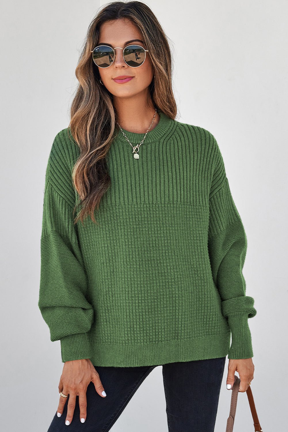 Julietta Mixed Textured Knitted Sweater - Hello Beautiful BoutiqueSweatersThreaded Pear