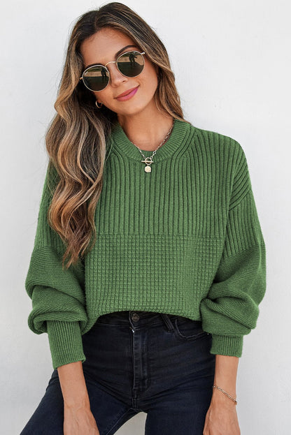 Julietta Mixed Textured Knitted Sweater - Hello Beautiful BoutiqueSweatersThreaded Pear