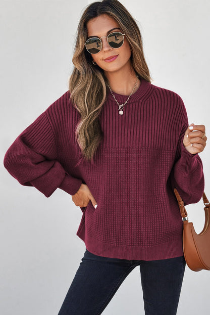 Julietta Mixed Textured Knitted Sweater - Hello Beautiful BoutiqueSweatersThreaded Pear