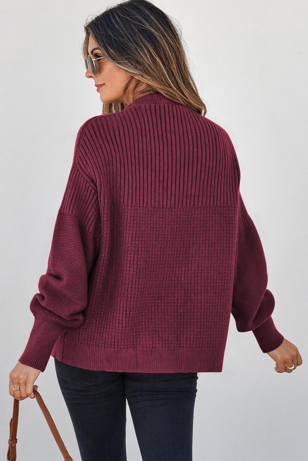 Julietta Mixed Textured Knitted Sweater - Hello Beautiful BoutiqueSweatersThreaded Pear