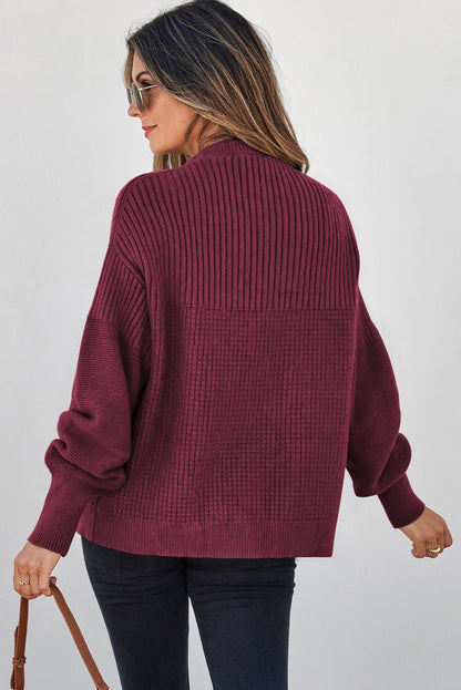 Julietta Mixed Textured Knitted Sweater - Hello Beautiful BoutiqueSweatersThreaded Pear