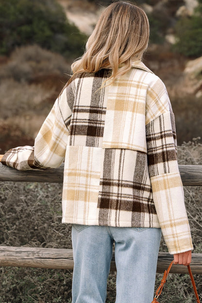 Julinique Plaid Patchwork Side Shacket - Hello Beautiful BoutiquePlaid ShacketsThreaded Pear