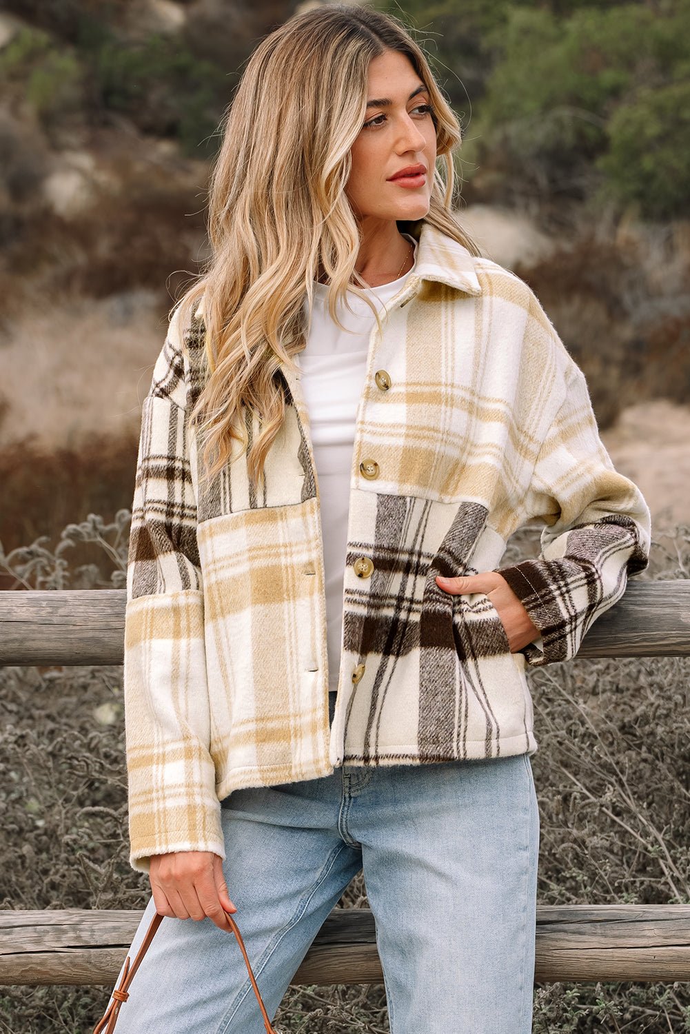 Julinique Plaid Patchwork Side Shacket - Hello Beautiful BoutiquePlaid ShacketsThreaded Pear