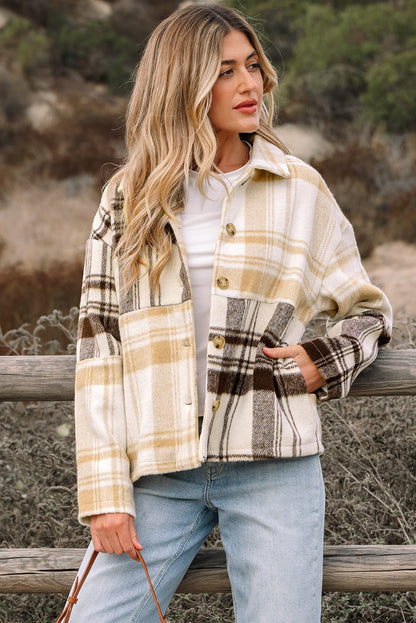 Julinique Plaid Patchwork Side Shacket - Hello Beautiful BoutiquePlaid ShacketsThreaded Pear