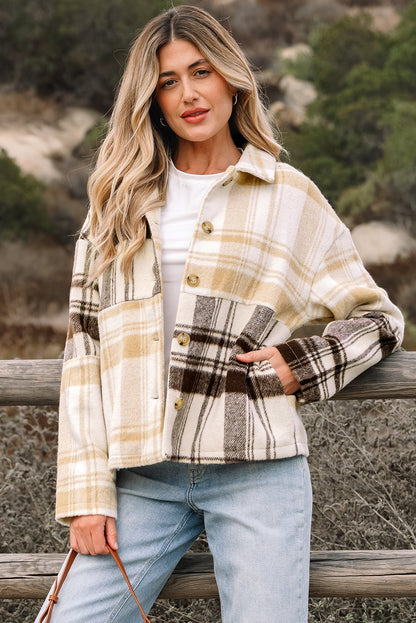 Julinique Plaid Patchwork Side Shacket - Hello Beautiful BoutiquePlaid ShacketsThreaded Pear