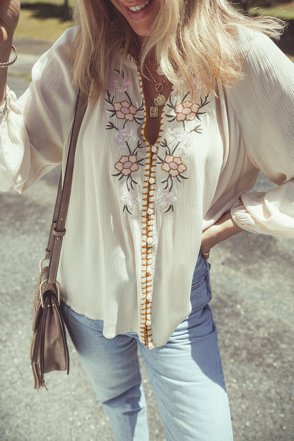 June Puff Sleeve Loose Shirt - Hello Beautiful BoutiqueBlouses & ShirtsThreaded Pear