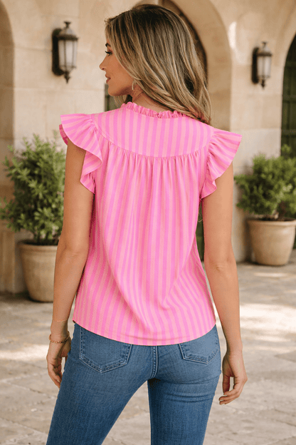 Juniper Stripe Ruffled Summer Blouse - Hello Beautiful BoutiqueBlouses & ShirtsThreaded Pear