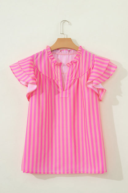 Juniper Stripe Ruffled Summer Blouse - Hello Beautiful BoutiqueBlouses & ShirtsThreaded Pear