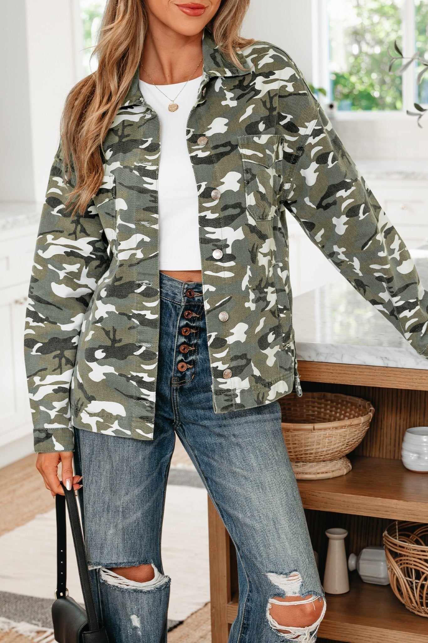 Kaia Chest Loose Jean Jacket - Hello Beautiful BoutiqueDenim JacketsThreaded Pear