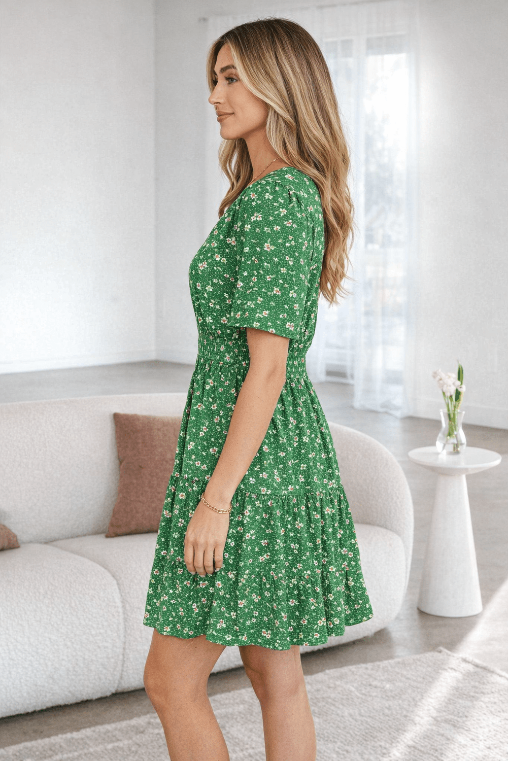 Kailani High Waistband Mini Dress - Hello Beautiful BoutiqueFloral DressesThreaded Pear