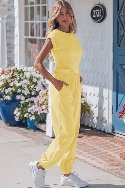 Kaitlyn Color Cropped Top Set - Hello Beautiful BoutiquePant SetsThreaded Pear
