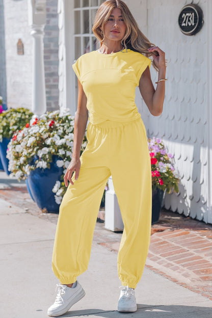 Kaitlyn Color Cropped Top Set - Hello Beautiful BoutiquePant SetsThreaded Pear
