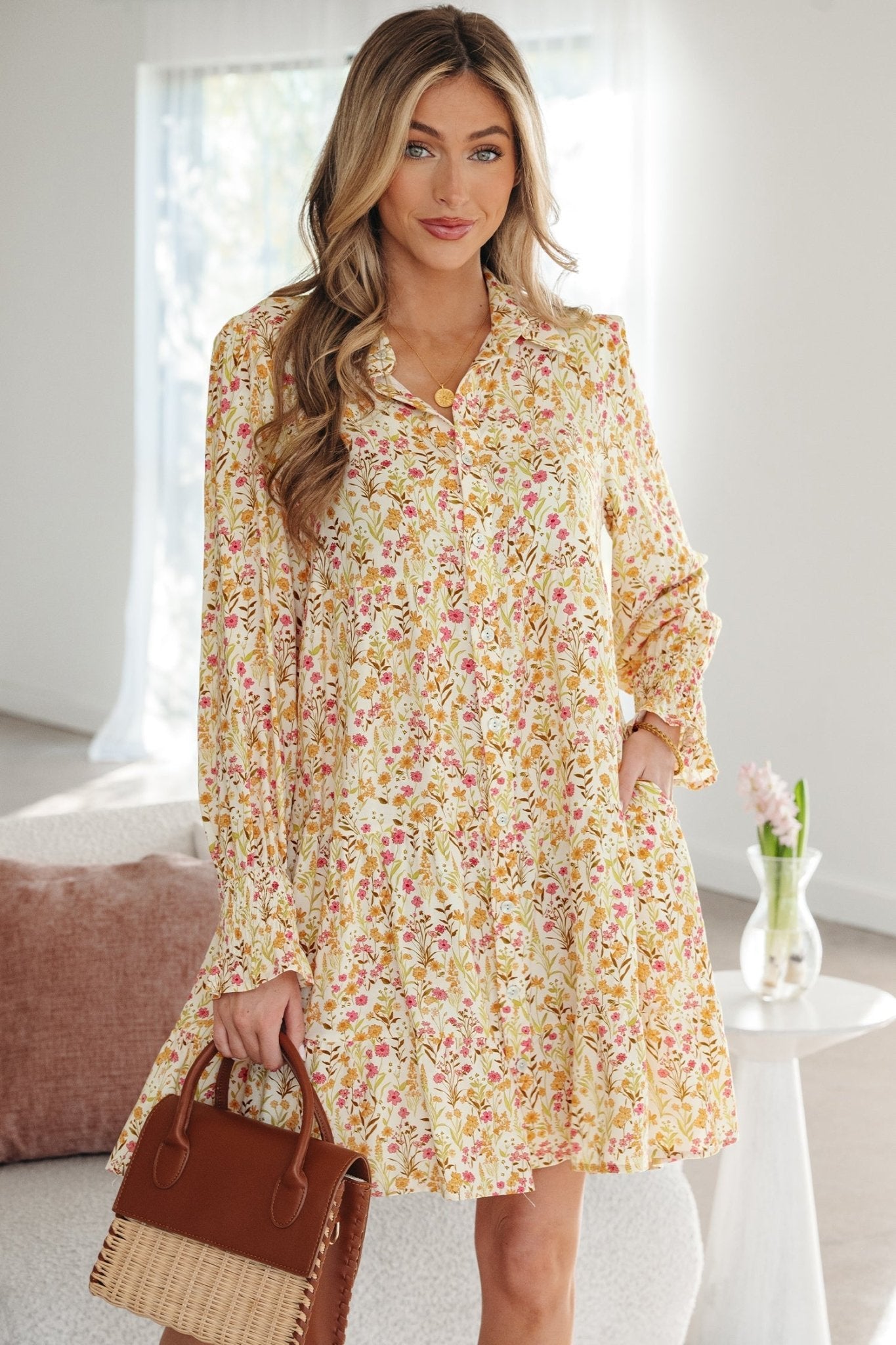 Kaiya Loose Shirt Dress Long Sleeve - Hello Beautiful BoutiqueMini DressesThreaded Pear